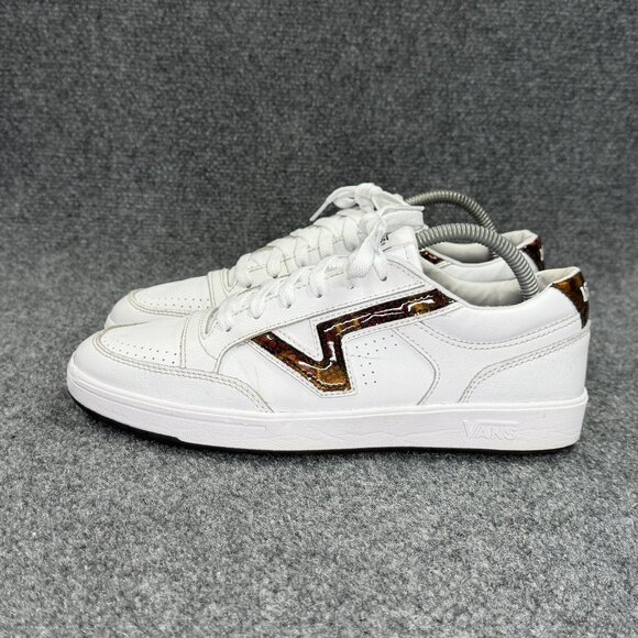 Vans Lowland Sneakers Womens Size 9.5 White Leather Low Lace Retro Athletic Shoe - Picture 4 of 12